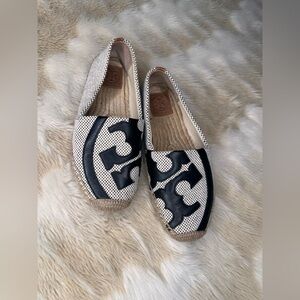 Tory Burch Black and Cream Espadrilles